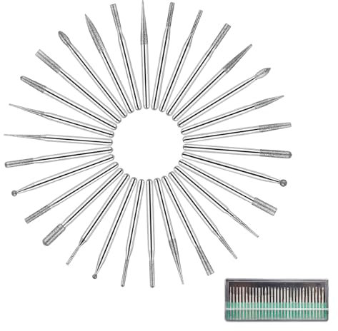 Aiyraa Lot de 30 forets diamantés, 3mm pour Dremel, pour verre, pierres précieuses, outils de ponçage et gravure, accessoires Dremel pour le travail du métal et de la pierre