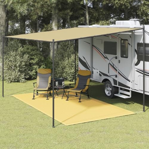 Xichuzi Zeltteppich, Vorzeltteppich, Camping Plane, Teppich Für Camping Vorzelt, Bodenplane Zeltunterlage, Camping Teppich Outdoor, 200x400 cm Beige