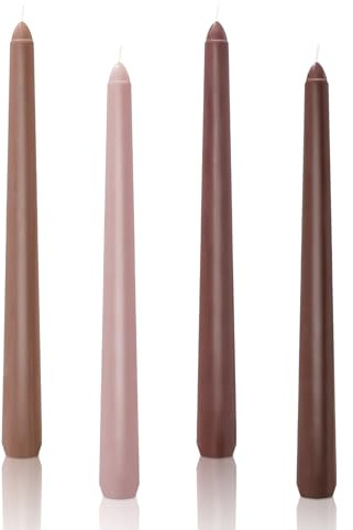 Tapered Dinner Candles, 10'' Gradient Candle Sticks, Non Drip Odourless 7 Hour Burn Time for Wedding Halloween Christmas Home Birthday Party Decor 4Pcs (Coffee Tapered Candles)