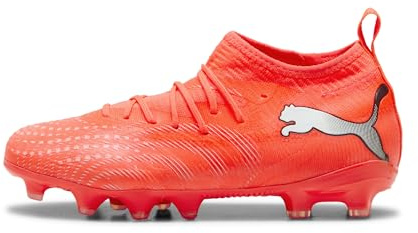 PUMA Future 9 Match FG/AG Jr, Scarpe da Calcio Unisex per Bambini, Rosso Lucido Bianco Nero Argento, 35 EU, Rosso Brillante Puma Bianco Puma Nero Puma Argento, 35 EU