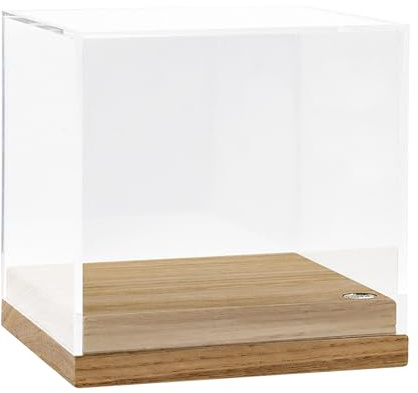 SAFE Acryl-Vitrine mit Eichensockel 156 x 156 x 167 mm | Handgefertigte Manufact-Vitrine mit 20 mm starkem Massivholzsockel und 4 mm Acrylhaube für Modelle, Figuren und Sammlerstücke