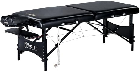 Master Massage Galaxy - Mesa de Masaje portátil con calefacción Superior, Mesa de Masaje portátil, 71 cm, Espuma de 7,6 cm con Accesorios completos en Color Negro