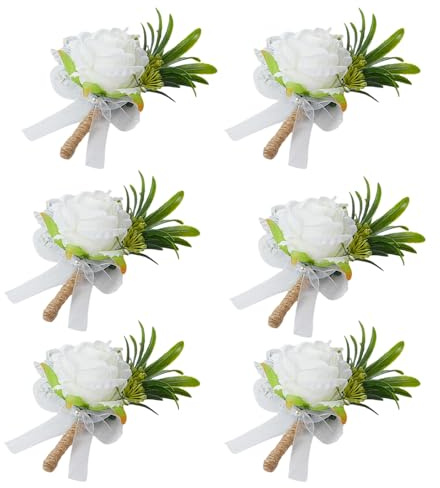 Anstecknadeln mit künstlichen Rosen, Mehrzweck-Anstecknadeln mit künstlichen Blumen, für Trauzeugen, Hochzeitszubehör, Feiern, Partyzubehör, 6 Stück
