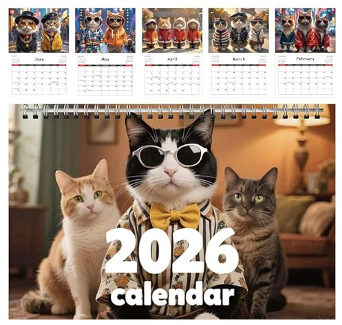 Calendario de pared para gatos 2026 - calendario de gatos 2026, calendario de pared de animales, calendario de gatos de 12 meses, planificador de animales, recordatorio para los