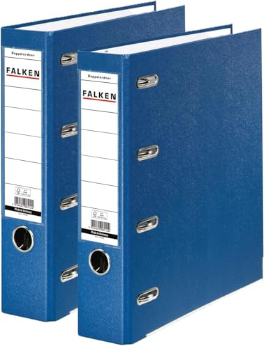 Original Falken PP Kunststoff-Doppelordner. Made in Germany. 7 cm breit für 2x DIN A5 quer Ablage mit Wechselfenster Kontoauszug-Ordner Ringordner (Kunststoffordner, blau, 2er Pack)