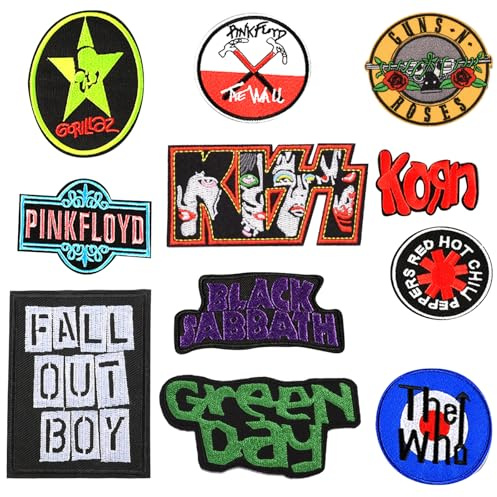 UJBVCX 11 Stück Band Patch, Rock and Roll Aufbügler, Musik Patch, Flicken zum Aufbügeln, Patches Zum AufbüGeln, Bügel Patches, für Kleidung Jeans T-Shirt