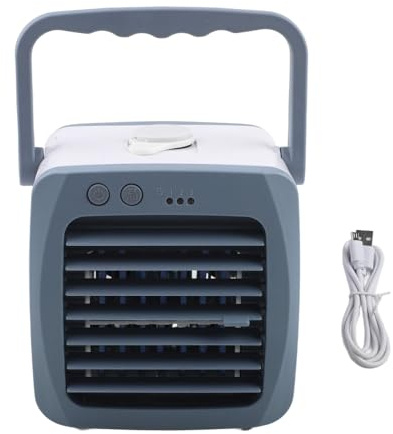 Mini ventilateur portable USB avec réservoir d'eau humidifiant pour voiture, bureau, dortoir, camping en plein air, blanc