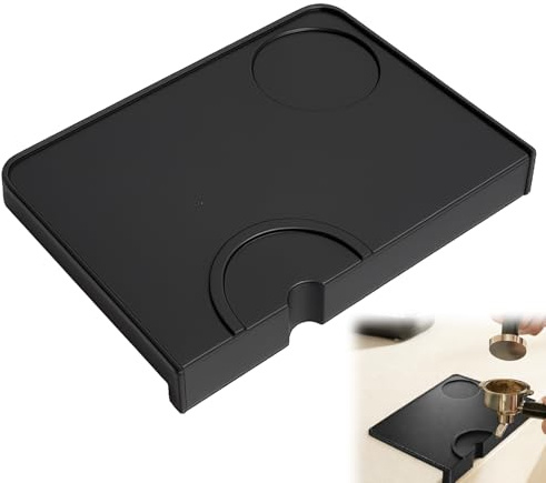 Silicone Coffee Tamper Mat, Non-Slip Tamping Mat, Espresso Silicone Mats, 20X15 cm Tamping Mats Black Food Grade Pad with Corner Edge Support for Barista Tool Home Kitchen Coffee Shop (Black)