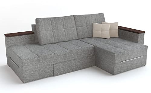 VitaliSpa Sofa L Form, Schlafsofa mit Bettkasten, Grau, 160 x 240 cm Rechte Ecke