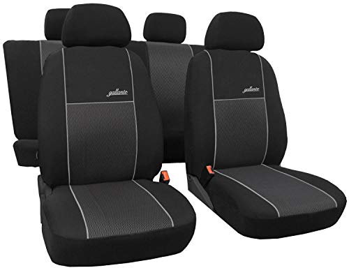 Saferide | Maß Autositzbezüge Schwarz Set Komplettset 7-Sitze Sitzbezüge Sitzbezug Schonbezug Schonbezüge Autoschonbezug Autositzbezug Sitzauflagen Sitzschutz Gallante VIP
