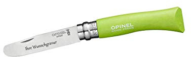 OPINEL Kindermesser, Buchenholz, grün, mit Namensgravur