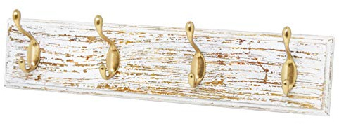 Lashuma 4er Wandgarderobe Vintage, Badezimmer Hakenleiste Antik Gold, Nostalgie Mehrzweckhaken Größe 45x10 cm