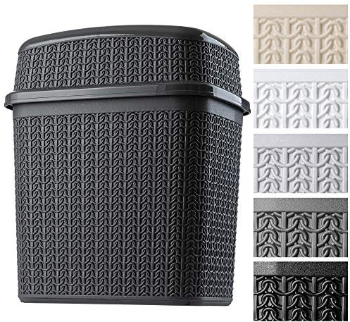 KADAX Kosmetikeimer aus Kunststoff, Abfalleimer mit Schwingdeckel, Abfallbehälter, Mülleimer für Bad, Küche, leichter Schwingdeckeleimer, Badeimer, Inneneimer (10L, anthrazit)