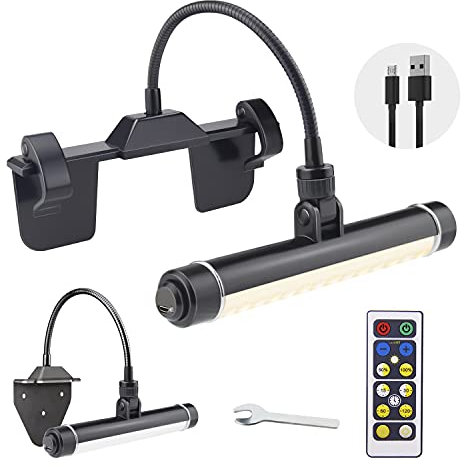 HONWELL Lampada per quadri wireless ricaricabile con 3 modalità di illuminazione, testina girevole a batteria, telecomando per applique con dimmer selezionabile, nero