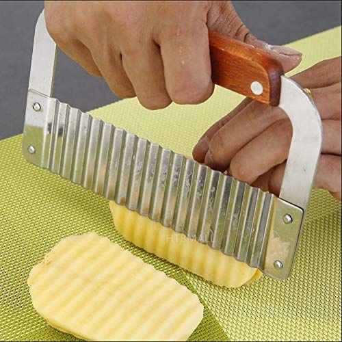 HTBMALL Taglierina per patate, coltello ondulato, lama in acciaio inossidabile aggiornata, strumenti da cucina sicuri per frutta, verdura, carota, patate