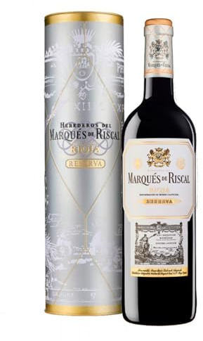 Marques De Riscal Reserva, Vino Tinto, Denominación de Origen Calificada Rioja, Variedad Tempranillo, 24 Meses en barrica, Botella individual con cánister de 750 ml