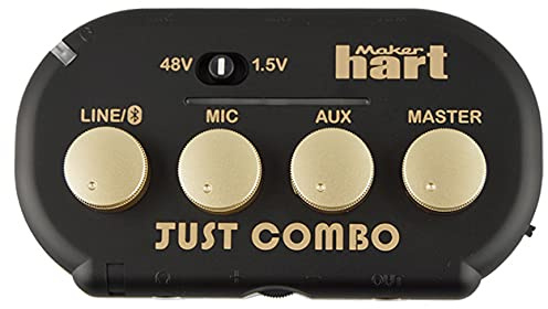 Maker hart Just Combo - Podcast Mini 3-Kanal-Audiomischer mit Stereo/Bluetooth/Mikrofon mit Mikrofoneingang, 2 Ausgängen & USB-Audioausgang, Einfach für Videokonferenzen