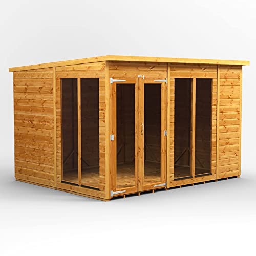 Powersheds Hochwertige Grad Pultdach Sommerhaus mit PVC-Fensterbänken, Tür & Fenster anpassbar, aus 12 mm extra dickem Gradsholz & gehärtetem Glas