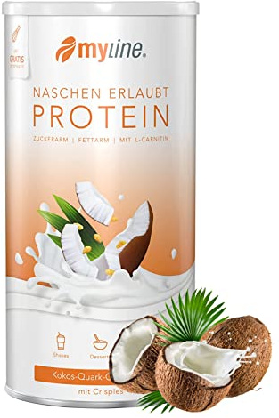Myline Protein Shake Eiweißpulver viele Geschmacksrichtungen 400g + Maßband (Kokos-Quark)