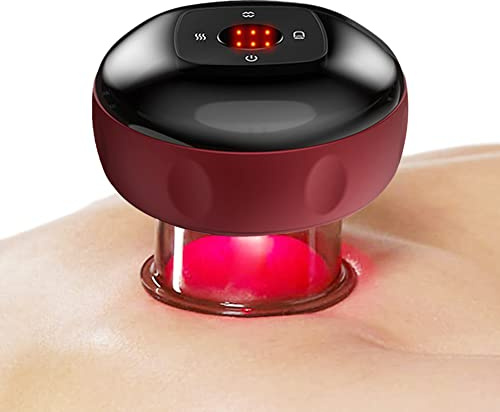 Elektrisches Schröpfmassagegerät, Elektronisches Schröpftherapie-Set, 3 in 1 Schröpf-Set, Cellulite-Massagegerät, Rotlicht-Heizung, zum Schröpfen, Schaben und Massieren (6 Speed)