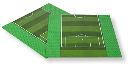 WANGE Klassische Grundplatte für Bauklötze. Kompatibel mit Allen großen Marken. 25 x 25 cm, 32 x 32 Punkte. 2 Fußballfeld-Platten.