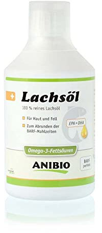 Anibio Lachsöl 500ml Pflege für Haut und Fell Lachsöl Hunde & Katzen - Omega 3 Fettsäuren Omega 6 Fettsäuren, 77311