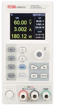 UNI-T UDP6721 180W DC Switching Power Supply 60V/8A, Bench Power Supply, Single Channel, 2.8in TFT LCD Display, Compact Size, 1 Unit