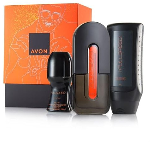 Avon Geschenkset FULL SPEED für den Mann Eau de Toilette/ShampooDuschgel/Deoroller mit Wodka/Sandelholz/Moschus