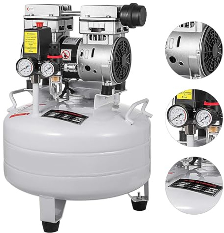 SDKEHUI Flüsterkompressor 30L, Leise Ölfrei Kompressor 850 W, Ölfrei Luftkompressor 58 dB, Druckluftkompressor 220 V, Silent Druckluft Kessel