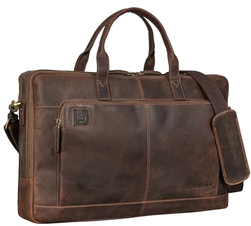 STILORD Timothy Elegante Borsa Ufficio Pelle Borsa PC 17 Pollici a 19 Pollici Vintage Ventiquattrore Uomo Borsa da Lavoro Donna Vera Pelle Colore:veleta - marrone