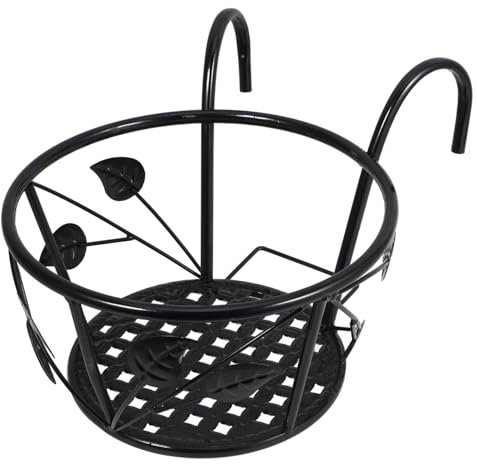 ANDRESLAD Hängender Pflanzkasten Aus Metall Für Balkon Und Terrasse Schwarzer Pflanzenhalter Mit Blatt Design Robustes Hängendes Blumentopfregal Für Outdoor Pflanzen