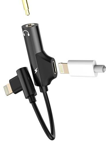 Adaptador Lightning a auriculares de 3,5 mm de audio y carga (2 en 1) para Apple MFI Certified Auto AUX Headphone Jack Splitter para iPhone 14 Jack Cargador Convertidor para iPad