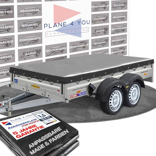 Humbaur Bâche de remorque de haute qualité 258 x 137 cm – Bâche de remorque imperméable sur mesure – Bâche plate – Anthracite brillant