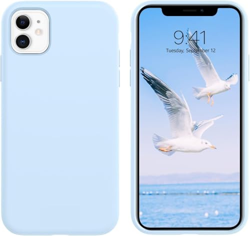 Generico Cover in Silicone Liquido per iPhone 11, Custodia in Gomma Gel Morbida,anti importe con microfibra all'interno fucsia (celeste)