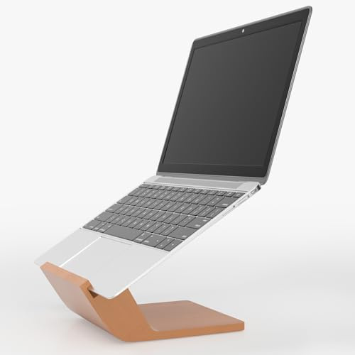 NAMAII Wooden Laptop Stand, Ergonomic Computer Stand for Desk, Portable Laptop Riser, Notebook Stand Holder Compatible with MacBook Pro/Air, Dell, HP, Lenovo and All Laptops (10-17 inch), Wood