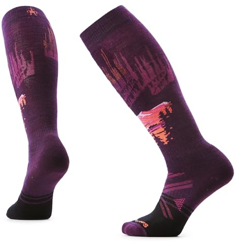 Smartwool, Women's, Ski Full Cushion Alpine Auroras Over The Calf Socks, Purple Iris, Small