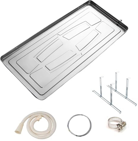 Bandeja de Goteo para Aire Acondicionado, Bandeja de Drenaje de Condensado, Bandeja de Goteo del Colector de Agua HVAC con Tubo de Drenaje y Kit de Instalación(84 * 39 * 3.5cm)