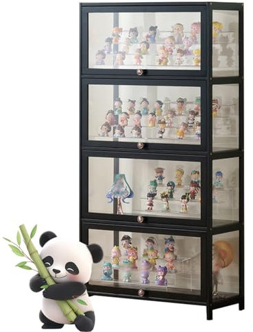 Ddasam Setzkasten Holz,Sammlervitrine,Glasvitrine,Wohnzimmervitrine,Vitrine,widerstandsfähige,dichte und staubdichte Struktur,geeignet für Verschiedene Szenarien 140×70×33cm,Vitrine mit 4 Fächern