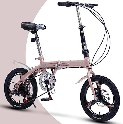 Fahrrad Faltrad Faltrad Faltrad mit 6-Gang, leichte Faltbare Fahrräder, Pendlerrad für Erwachsene und Scheibenbremse mit hohem Kohlenstoffstahlrahmen, für Männer Frauen A, 16 Zoll