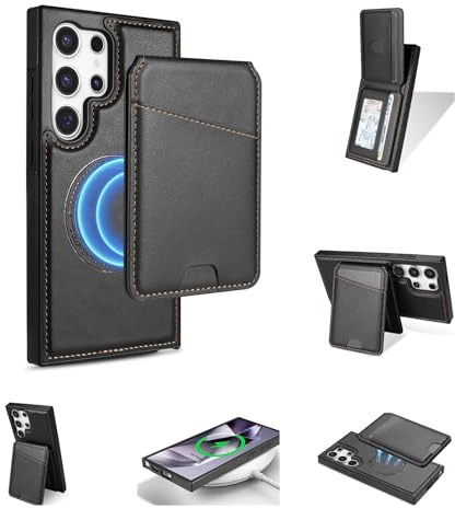 Konstreet för Samsung Galaxy S23 Ultra 2 i 1 avtagbar kortväska plånbok fodral hållbart läder plånböcker magnetisk korthållare 4 kortplatser RFID-blockering svart