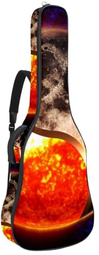 Eslifey Tasche für Akustikgitarre, abstraktes grünes und orangefarbenes Muster, verstellbarer Schultergurt, Gitarrenkoffer, Gigbag 101,6 cm, 104,7 cm, 106,7, Mehrfarbig 4, 42.9x16.9x4.7 in,