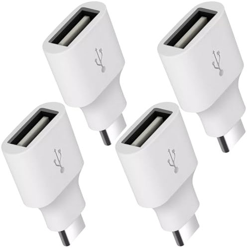 pluX Adaptador USB C a USB para MacBook Pro Air, 4 unidades, adaptador USB C macho a USB A hembra, convertidor OTG tipo C Thunderbolt 4 3 para iPad Mini, Mac, disco USB Flash Stick, Apple iPhone 16