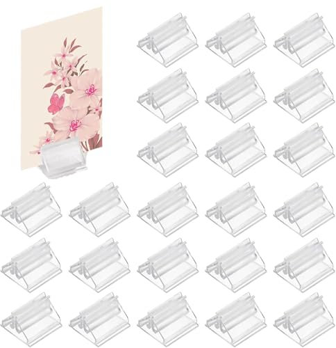 ZPSCXQ 50 Pcs Photo Holders for Tables, Menu Holders, Menu Holder, Menu Holders For Tables, Sign Holder, Table Name Holders, Clear Plastic Display Stands For Wedding Photos Memos Pictures Display