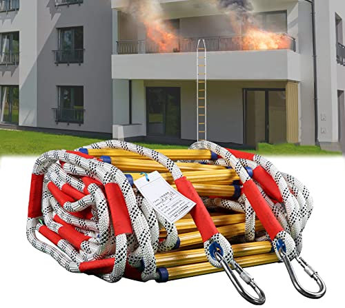 Fire Escape Ladders Emergency Fire Escape Ladder 2-6 Storey, Polyester Rope Flame Resistant Portable Safety Ladders, Fire Ladder for Indoor Outdoor,Tree House, Playground/26Ft/8M