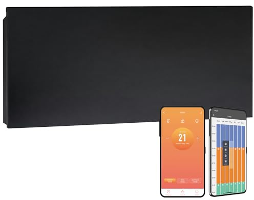 Lyndo WiFi Electric Panel Heater/Convector Radiatot, Wall Mounted, Splash Proof, With Timer, Thermostat, Voice Control, Modern (Black, 2500W)