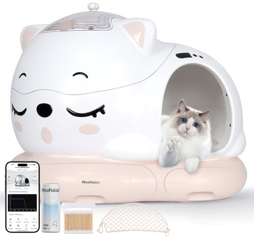 WOOHULOO Katzenklo Selbstreinigend,80L Groß XXL Selbstreinigende Katzentoilette mit 24 Sensoren,Doppelte Deodorisation,App-Steuerung,Super Leise Elektrisches Katzenklo für Mehrere Katzen