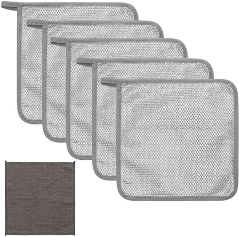 5 Pezzi Multiuso Stoviglie in Lana D'acciaio con 1 Panno a Cialda, Panni per La Pulizia di Pentole in Acciaio Inox, Filo Riutilizzabile per La Pulizia Della Rete, Bagnato e Asciutto, per La Cucina