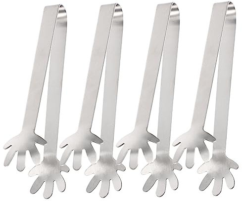 CIYODO 4pezzi Pinze Per Ghiaccio in Acciaio Pinze Per Servire Alimenti Compatte Accessori Per Uso