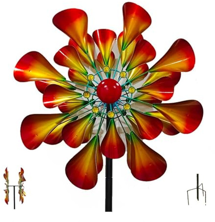 Hazomeu Windrad Metall Garten 205cm Windrad Garten Große Kinetische Windskulptur aus Metall Windmühlen Wetterfestes Gartendeko