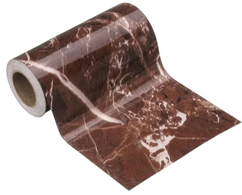 sourcing map Holzmaserung Tapetenbordüre 12,7 cm x 5 m PVC selbstklebend strukturierter Rahmenaufkleber wasserdichte Wand dekorative Tapete für Boden Tür Tisch Schränke Schreibtisch Lila Rot